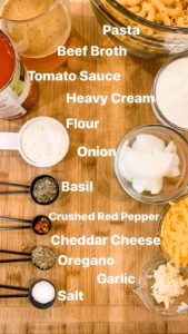 Creamy Beef Pasta Ingredients